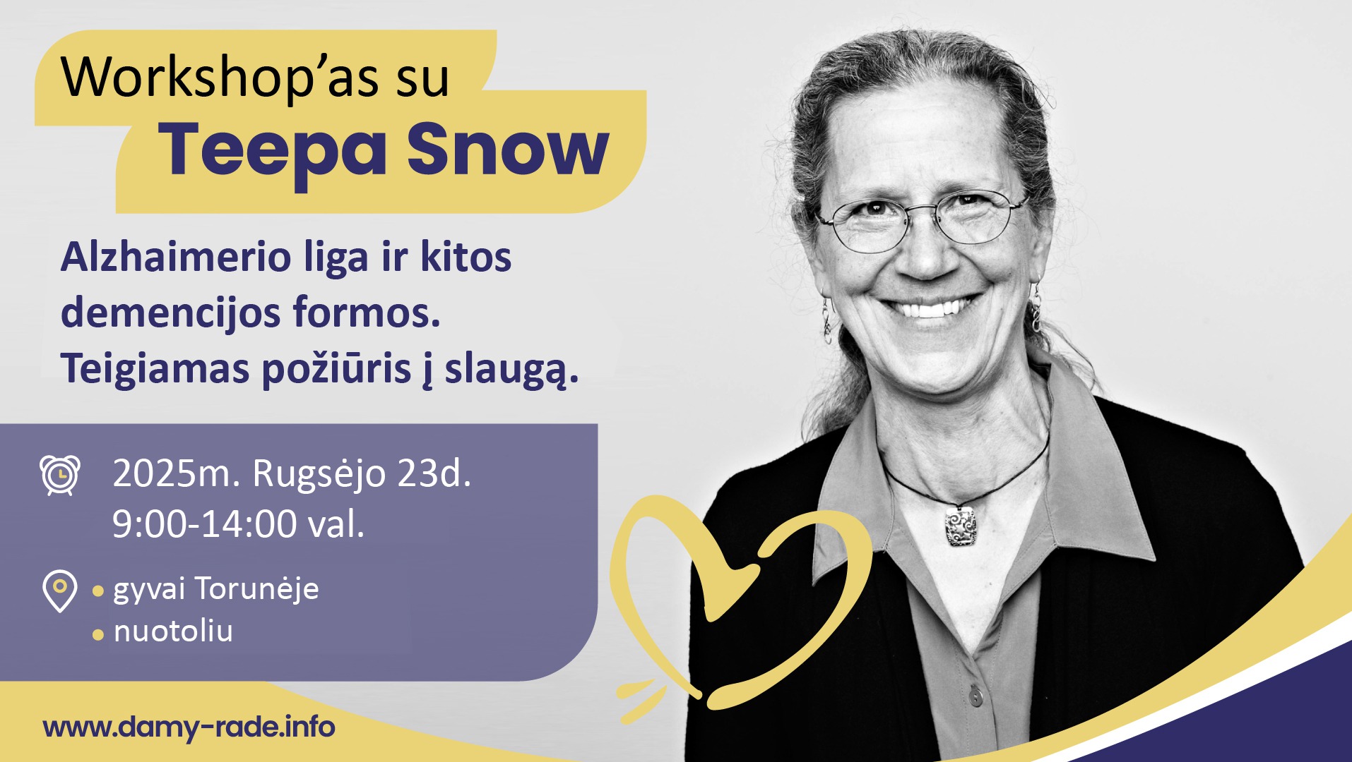 Workshop'as su Teepa Snow. Alzhaimerio liga ir kitos demencijos formos. Teigiamas požiūris į slaugą.